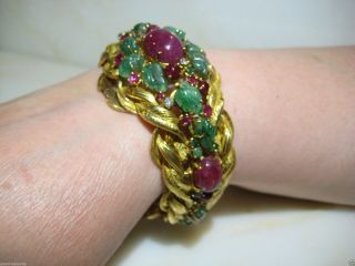 Vintage Cartier Tutti Frutti 18kt Gold Emerald Ruby Diamond Bracelet France