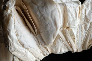 Antique Silk Wedding Evening Gown Ensemble Edwardian Victorian Beaded Lace XS 7