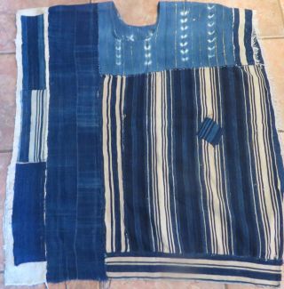 One - Of - A - Kind Poncho,  Made Of Vintage Indigo Textiles From Mail/31”x64 "