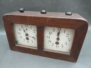 Rare Vintage Wooden Chess Clock German Dufa Movements With Bell For Restoration