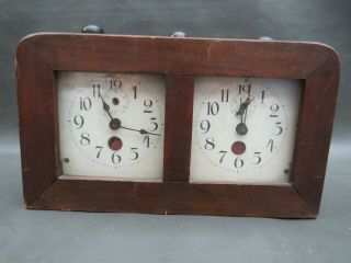 Rare vintage wooden chess clock German DUFA movements with bell for restoration 2