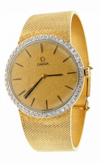 Vintage Omega 14k Solid Gold Diamond Watch 61.  8g