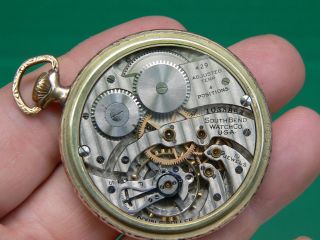 Vtg c1923 Art Deco South Bend Pocket Watch w Case 19J 12S Grade 429 Mod 1 7