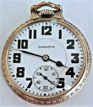 1939 Hamilton Pocket Watch Model 2 21j Size 16s Lever Set 10k Gf Case Nr