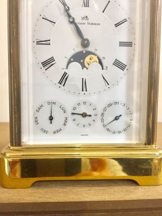 Vintage Matthew Norman Multi Dial Date Calendar Repeater Alarm Carriage Clock 4