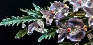 Stunning RARE Vintage Trifari Fur Clip Floral Philippe Demilune Enamel Pave 4
