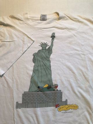 Vtg 1997 Beavis And Butt - Head Do America Movie Promo Shirt Statue Of Liberty Mtv