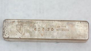 Ncm Vintage Hand - Poured 100.  20 Troy Oz.  999 Fine Silver Bar - Nevada Coin Mart