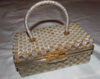 Vintage Delill Silver And Gold Metal Woven Box Style Designer Purse Bag Italy