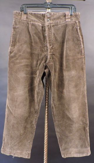 Victorian 19th C Men’s French Workwear Corduroy Pants W Button Fly