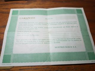 RARE Rolex BLANK Guarantee / Certificate 1970s 572.  01.  300 7