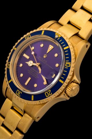 Vintage Rolex Submariner 1680 in Yellow Gold Case with Ultra - Purple Dial 2