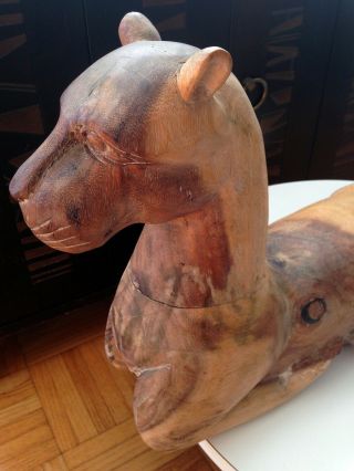 Wood Carved JAGUAR Panther Throne CAT Sculpture Ethnographic Folk ART Statue 3