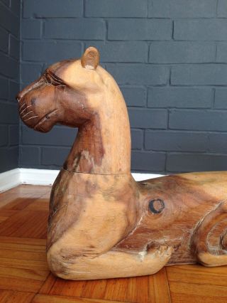 Wood Carved JAGUAR Panther Throne CAT Sculpture Ethnographic Folk ART Statue 7