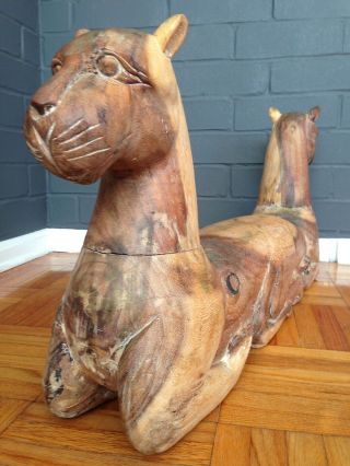 Wood Carved JAGUAR Panther Throne CAT Sculpture Ethnographic Folk ART Statue 8