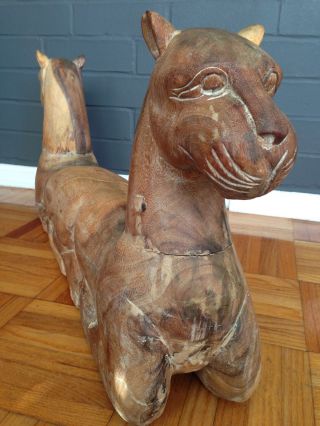 Wood Carved JAGUAR Panther Throne CAT Sculpture Ethnographic Folk ART Statue 9