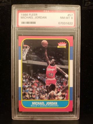 1986 Fleer Michael Jordan Rookie Card 57 Chicago Bulls Rare Psa 8