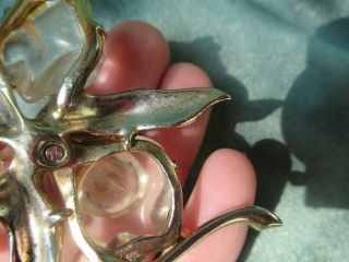 Trifari sterling orchid pin brooch jelly belly vintage jewelry 7