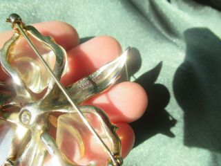 Trifari sterling orchid pin brooch jelly belly vintage jewelry 8