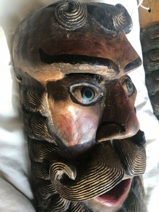 Vintage Mexican Folk Art Wooden Carved Masks 6