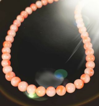 Vintage Graduated 22 " Japanese Natural Pink Angel Skin Coral Bead Necklace 40g