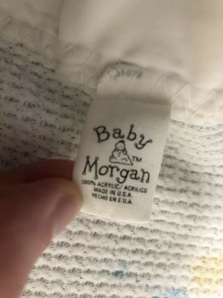 Vtg Baby Morgan Acrylic Waffle Weave Thermal Pastel Balloons Satin Trim Blanket 3