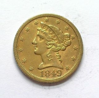 1849 - D Liberty Head $5 Gold Nearly Uncirculated Very Rare Keydate