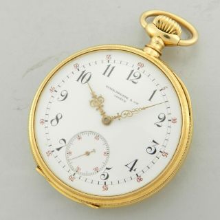 Patek Philippe 18kt Rose Gold Antique Pocket Watch 52 Mm Two - Tone Enamel Dial