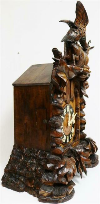 Spectacular Antique Carved Walnut 3 Train 4 Musical Tunes Automaton Cuckoo Clock 5