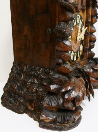 Spectacular Antique Carved Walnut 3 Train 4 Musical Tunes Automaton Cuckoo Clock 6