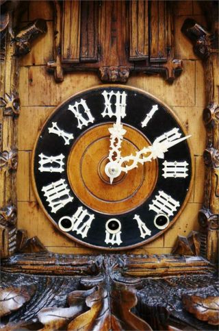 Spectacular Antique Carved Walnut 3 Train 4 Musical Tunes Automaton Cuckoo Clock 8