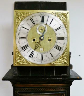 Luxury Antique 17thc English London Black Chinoiserie Grandfather Longcase Clock 11