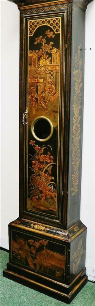 Luxury Antique 17thc English London Black Chinoiserie Grandfather Longcase Clock 5