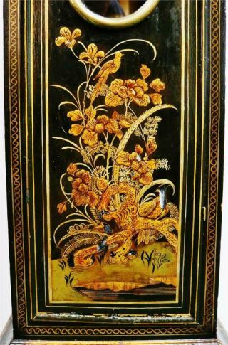 Luxury Antique 17thc English London Black Chinoiserie Grandfather Longcase Clock 7