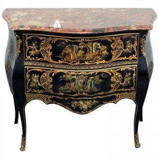 Louis Xv Style Chinoiserie Bombe Commode