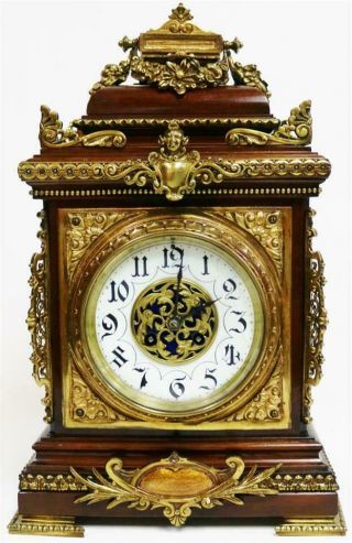 Sublime Antique French 8 Day Mahogany & Bronze Mounted Cube Mantel Clock