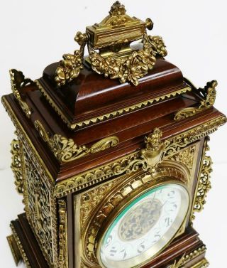 Sublime Antique French 8 Day Mahogany & Bronze Mounted Cube Mantel Clock 4