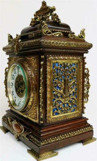 Sublime Antique French 8 Day Mahogany & Bronze Mounted Cube Mantel Clock 5