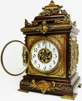 Sublime Antique French 8 Day Mahogany & Bronze Mounted Cube Mantel Clock 7