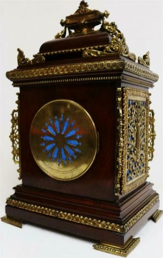 Sublime Antique French 8 Day Mahogany & Bronze Mounted Cube Mantel Clock 9