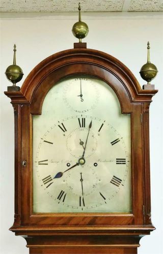 Luxury Antique English Regency Flame Mahogany 8 Day Grandfather Longcase Clock 6