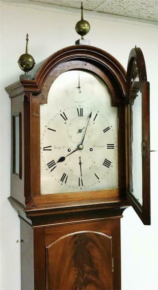 Luxury Antique English Regency Flame Mahogany 8 Day Grandfather Longcase Clock 9