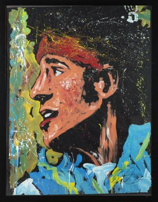 Denny Dent Bruce Springsteen Oil On Paper Painting Massive Rare