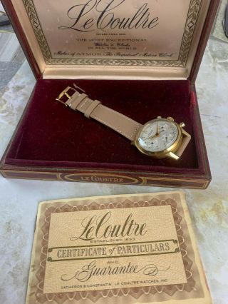 Vintage Jaeger LeCoultre 18kt YG Chronograph Wristwatch Valjoux 72 Full - Set NR 11