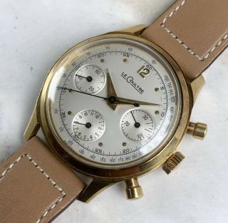 Vintage Jaeger LeCoultre 18kt YG Chronograph Wristwatch Valjoux 72 Full - Set NR 2