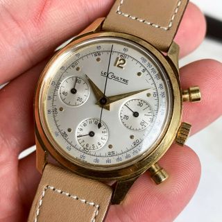 Vintage Jaeger LeCoultre 18kt YG Chronograph Wristwatch Valjoux 72 Full - Set NR 5