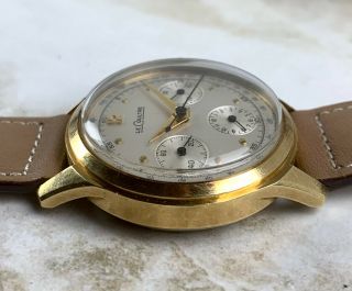 Vintage Jaeger LeCoultre 18kt YG Chronograph Wristwatch Valjoux 72 Full - Set NR 7