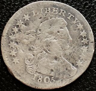 1805 Draped Bust Half Dime 5c Very Rare Early Date Many Details 15506