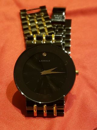 Vintage Gents Seiko Lasalle Watch With Black And Gold Tone Link Band,  7n00 - 6b59