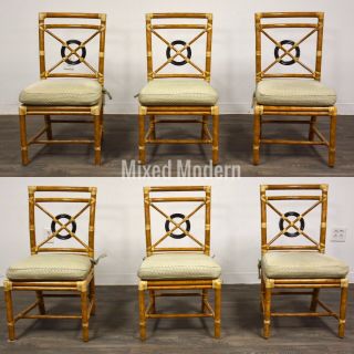 6 Mcguire Rattan Dining Chairs Rustic Bamboo Chic